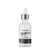 Vitanutrition niacin 10% zinc 1% skincare serum bottle with dropper on a white background